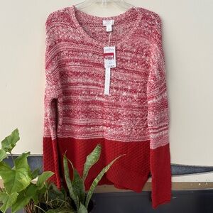 Caslon Red and White Knit Sweater